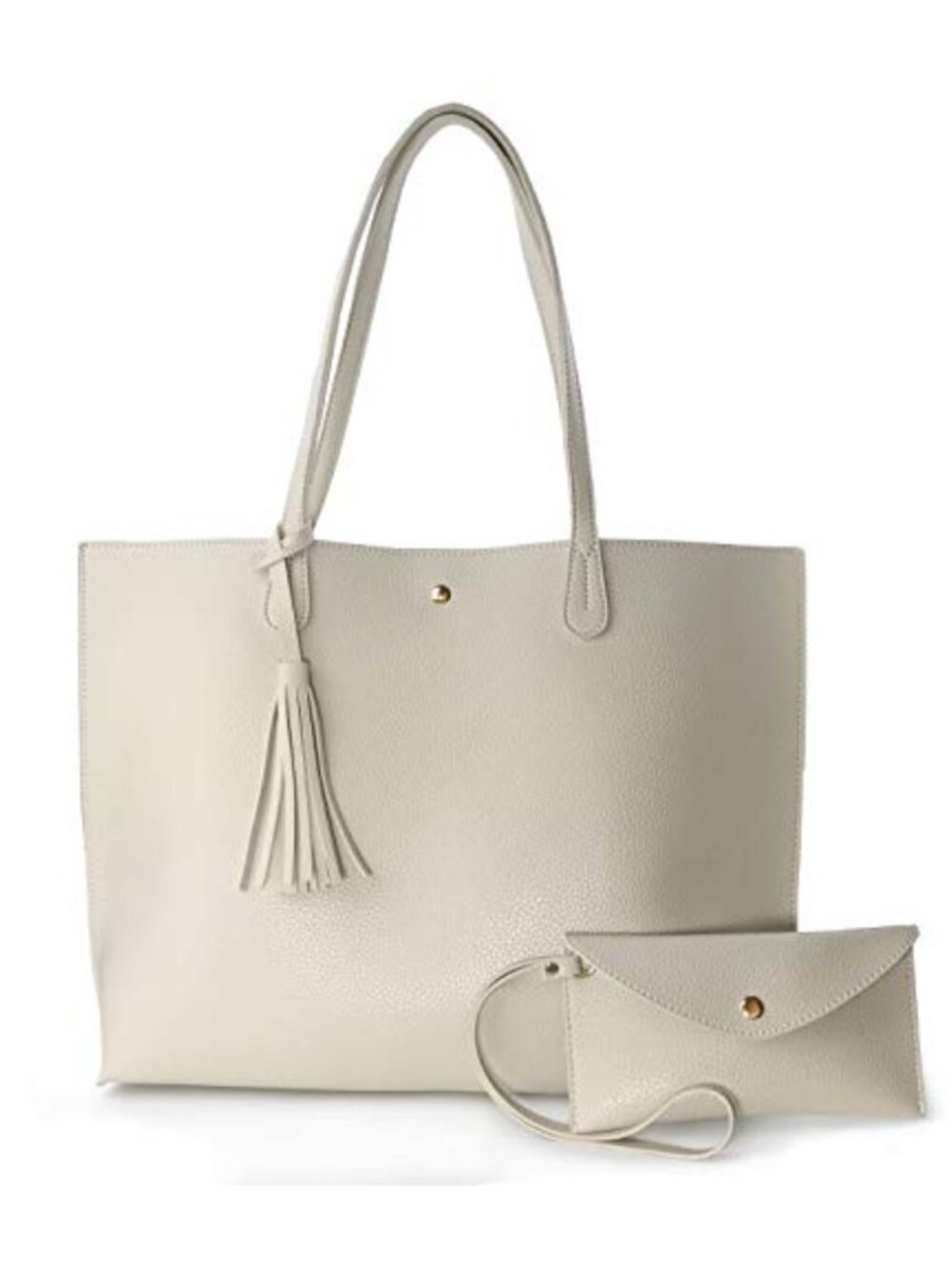 Deep Embossed Pebbled Faux Leather Tote - Magnet Snap Handbag